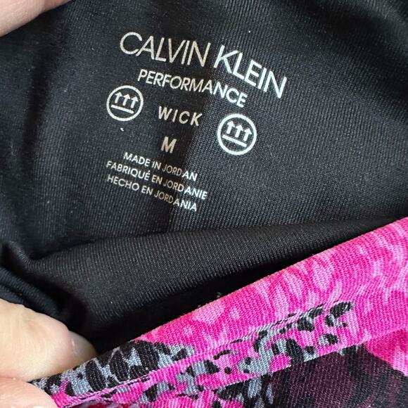 Calvin Klein Performance Pink Black Leggings Compression Medium Artsy Pocket - Picture 6 of 7
